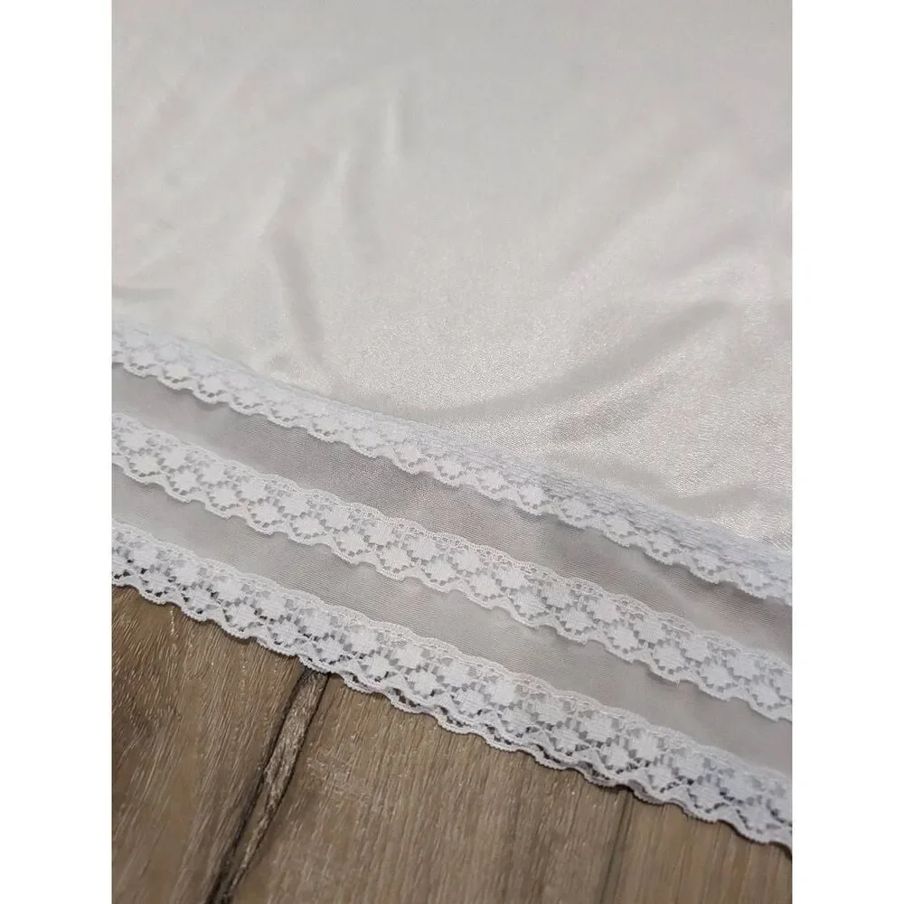 Vintage Rich Form White Nylon Full Slip Lace Trim Size 36 Bridal Coquette Boho